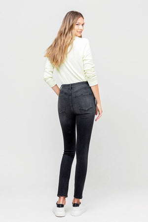 
            
                Load image into Gallery viewer, High Rise Distressed Button Fly Skinny Jeans
            
        