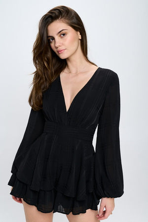 
            
                Load image into Gallery viewer, Long Sleeve Tiered Mini Romper
            
        
