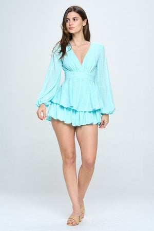 
            
                Load image into Gallery viewer, Long Sleeve Tiered Mini Romper
            
        