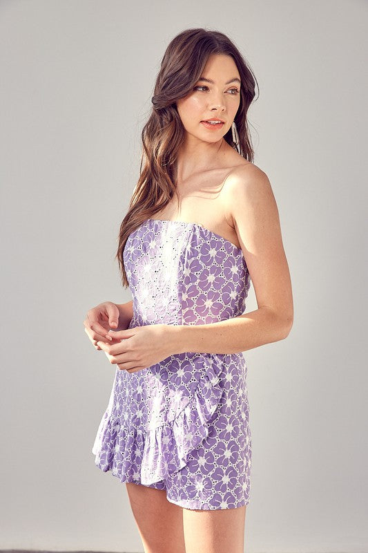 
            
                Load image into Gallery viewer, Eyelet Ruffle Romper
            
        