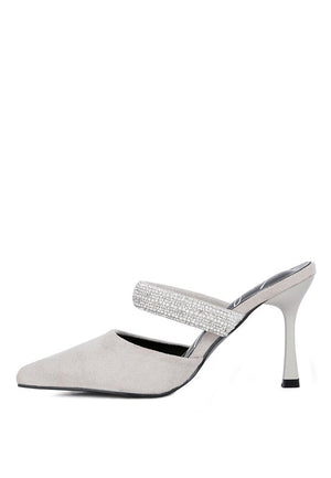 
            
                Load image into Gallery viewer, Fauci Diamante Strap Heeled Mules
            
        