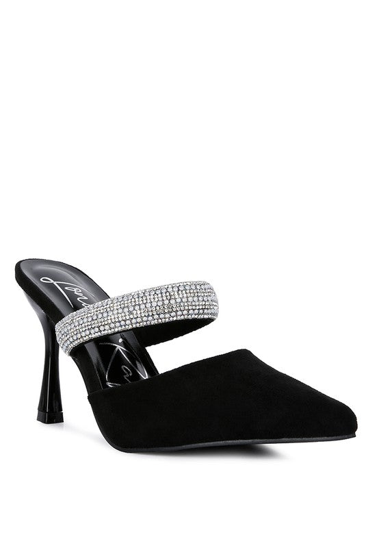 
            
                Load image into Gallery viewer, Fauci Diamante Strap Heeled Mules
            
        