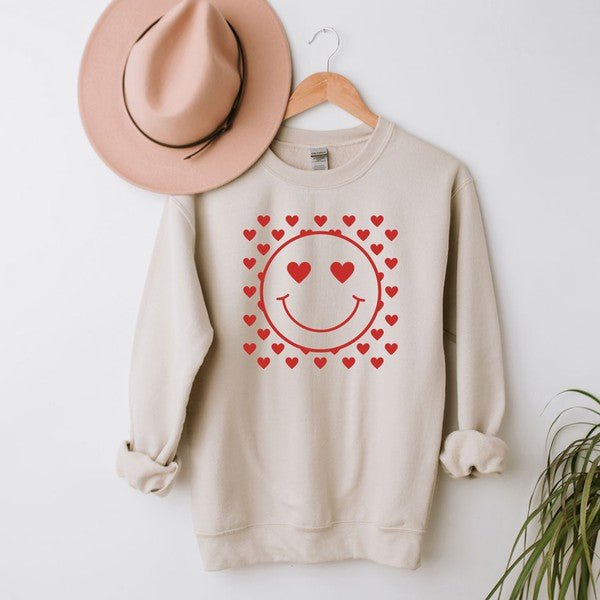 Smiley Face Hearts Sweatshirt