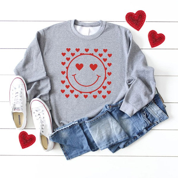 Smiley Face Hearts Sweatshirt