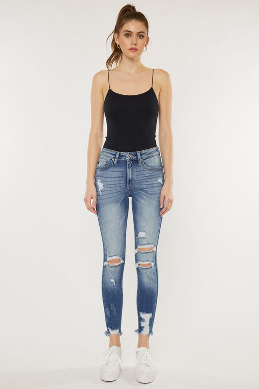 
            
                Load image into Gallery viewer, High Rise Fray Hem Ankle Skinny
            
        