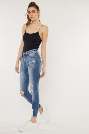 
            
                Load image into Gallery viewer, High Rise Fray Hem Ankle Skinny
            
        