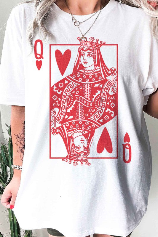 PLUS SIZE QUEEN OF HEARTS GRAPHIC TEE / T-SHIRT