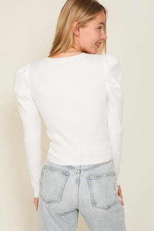 
            
                Load image into Gallery viewer, Cara Ribbed Puff Sleeve Top
            
        