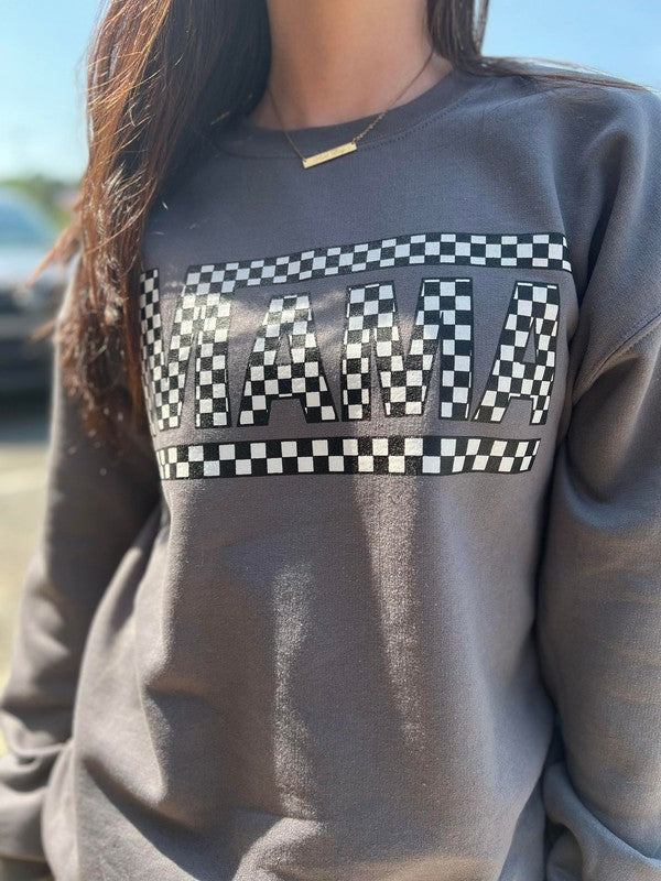 Charcoal Checkered Mama Sweatshirt
