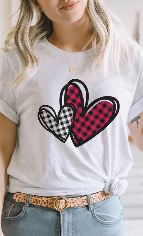 
            
                Load image into Gallery viewer, Plaid Heart Valentines Day Tee
            
        