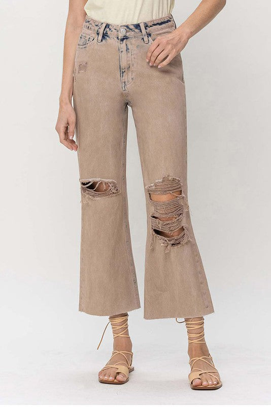 
            
                Load image into Gallery viewer, 90s Vintage Crop Flare Jeans
            
        