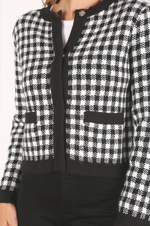 Black check knitted jacket