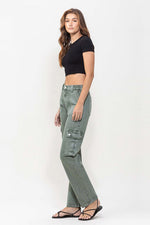 Cargo High Rise Straight Jeans