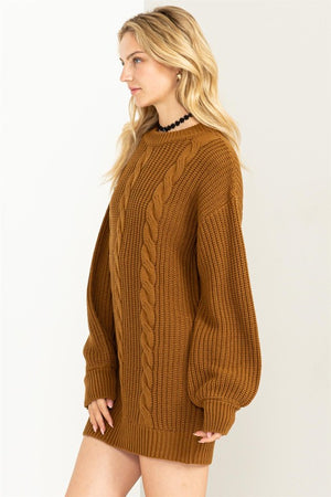 
            
                Load image into Gallery viewer, Cable-Knit Ribbed Mini Sweater Dress
            
        