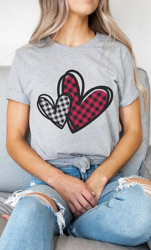 
            
                Load image into Gallery viewer, Plaid Heart Valentines Day Tee
            
        