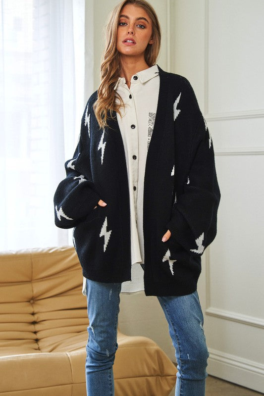 
            
                Load image into Gallery viewer, Thunder &amp;amp; Lightning Sweater Cardigan
            
        
