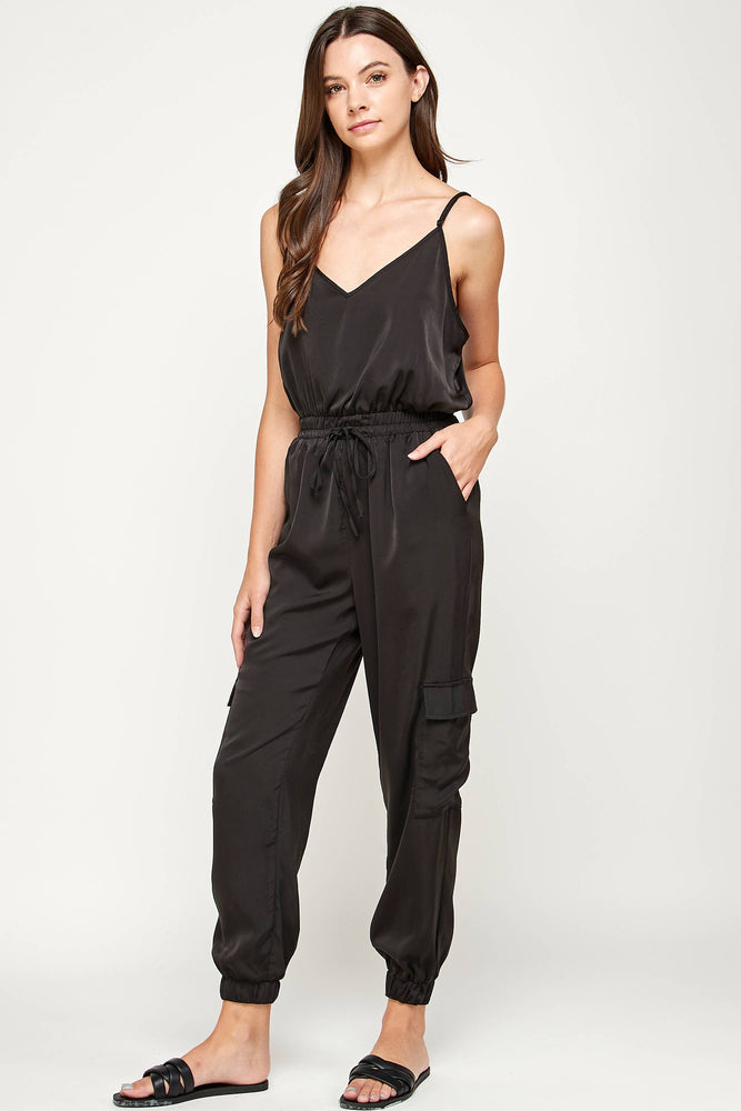 Margo Satin Cargo Jumpsuit