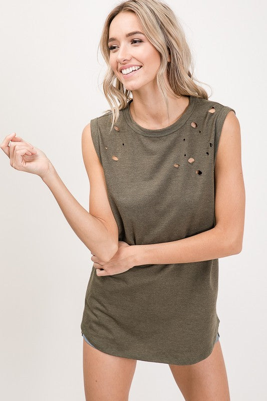 Laser Cut Muscle Tank - ClassyQueen_Boutique
