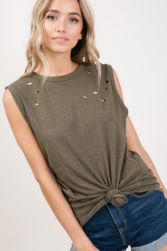 Laser Cut Muscle Tank - ClassyQueen_Boutique
