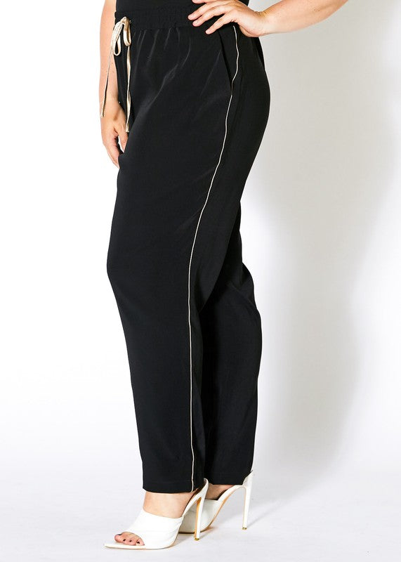 Satin Drawstring Pants (Curvy Fit)