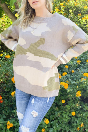 
            
                Load image into Gallery viewer, Camo Cuff Sweater - ClassyQueen_Boutique
            
        