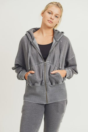 Terry Knit Zip Down Jacket (Natural) - ClassyQueen_Boutique