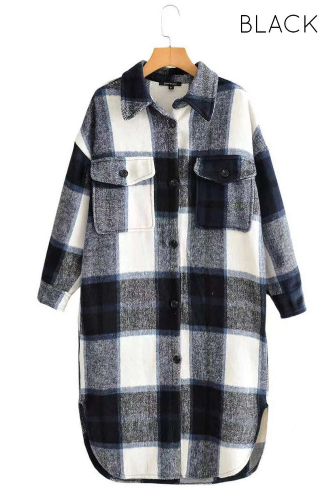 
            
                Load image into Gallery viewer, Aren&amp;#39;t You Plaid Shacket Jacket (Black) - ClassyQueen_Boutique
            
        