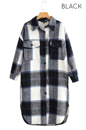 Aren't You Plaid Shacket Jacket (Black) - ClassyQueen_Boutique
