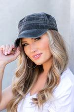 Distressed Cadet Cap (Black) - ClassyQueen_Boutique
