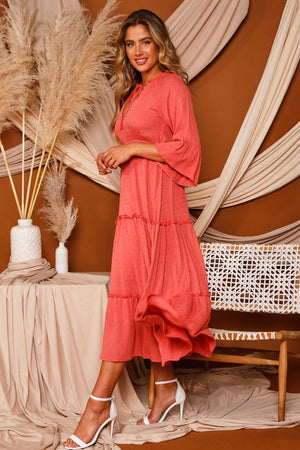 Bohemian Dreams Maxi Dress (Coral) - ClassyQueen_Boutique