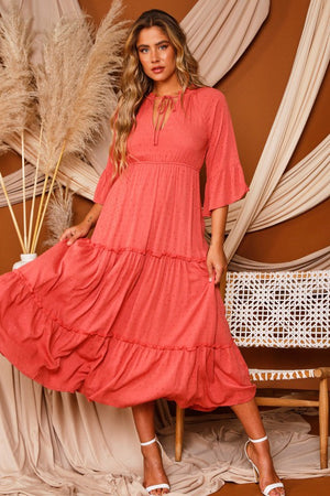 Bohemian Dreams Maxi Dress (Coral) - ClassyQueen_Boutique