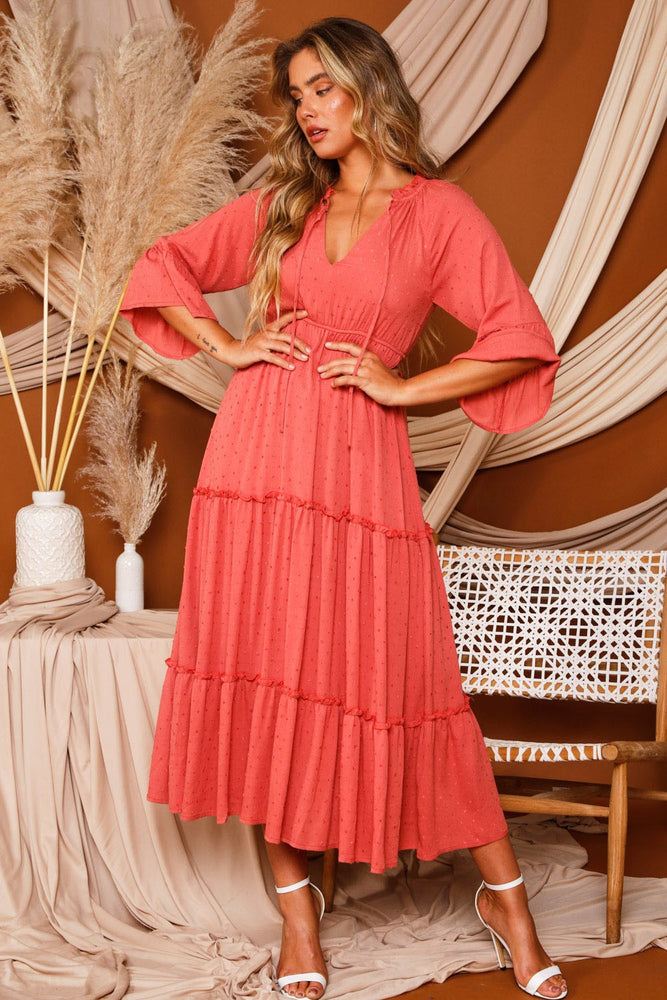 Bohemian Dreams Maxi Dress (Coral) - ClassyQueen_Boutique