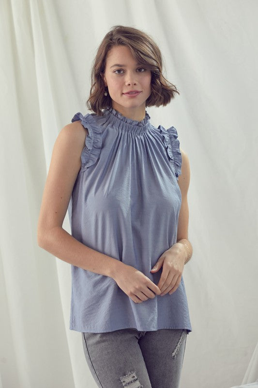 Sweet + Sassy Blouse (Denim) - ClassyQueen_Boutique