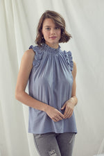 Sweet + Sassy Blouse (Denim) - ClassyQueen_Boutique