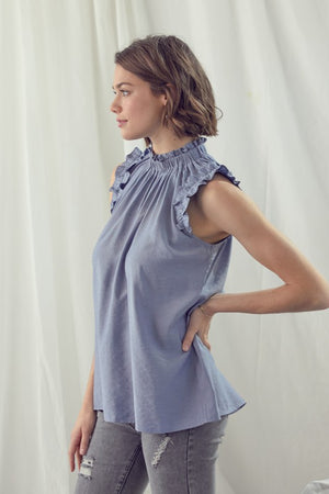 Sweet + Sassy Blouse (Denim) - ClassyQueen_Boutique