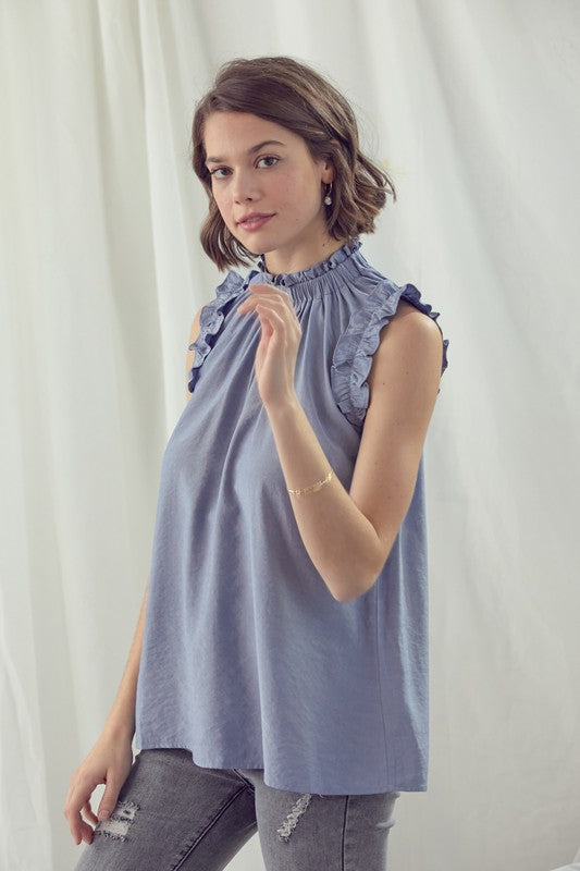 Sweet + Sassy Blouse (Denim) - ClassyQueen_Boutique