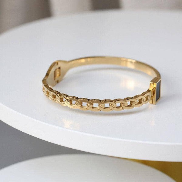 Black Gemstone Bangle Bracelet