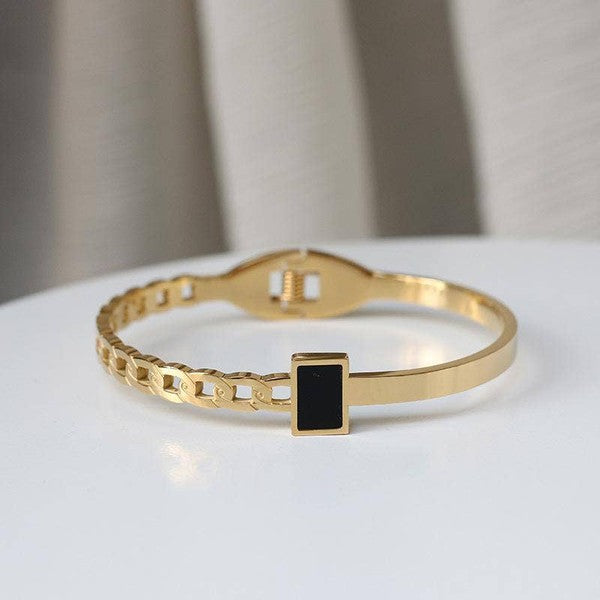 Black Gemstone Bangle Bracelet