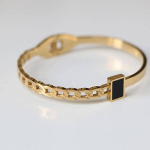 Black Gemstone Bangle Bracelet