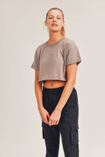 Essential Boxy Cropped Tee (Cinder) - ClassyQueen_Boutique