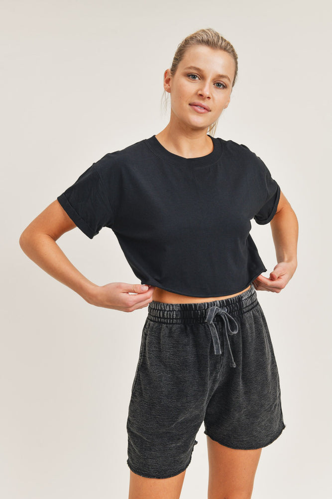 
            
                Load image into Gallery viewer, Essential Boxy Cropped Tee (Black) - ClassyQueen_Boutique
            
        