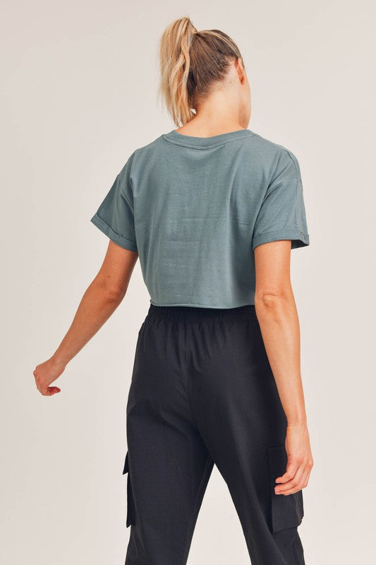 
            
                Load image into Gallery viewer, Essential Boxy Cropped Tee (Sage) - ClassyQueen_Boutique
            
        