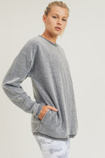 Fuzzy Mineral-Washed Pullover - ClassyQueen_Boutique