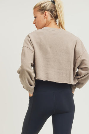 Cropped Jacquard Mineral Wash Pullover - ClassyQueen_Boutique