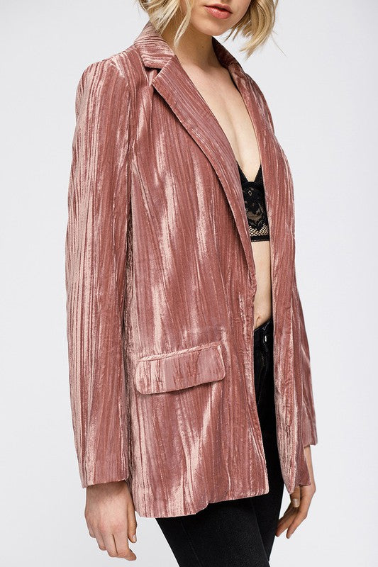 
            
                Load image into Gallery viewer, Pink Hues Velvet Blazer
            
        