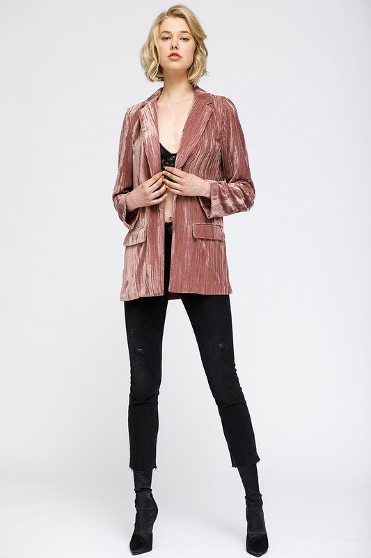 
            
                Load image into Gallery viewer, Pink Hues Velvet Blazer
            
        