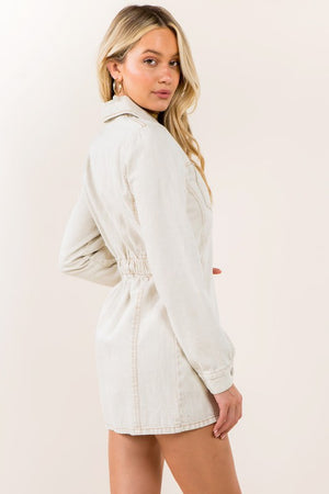 CQ Denim Dress (Beige) - ClassyQueen_Boutique
