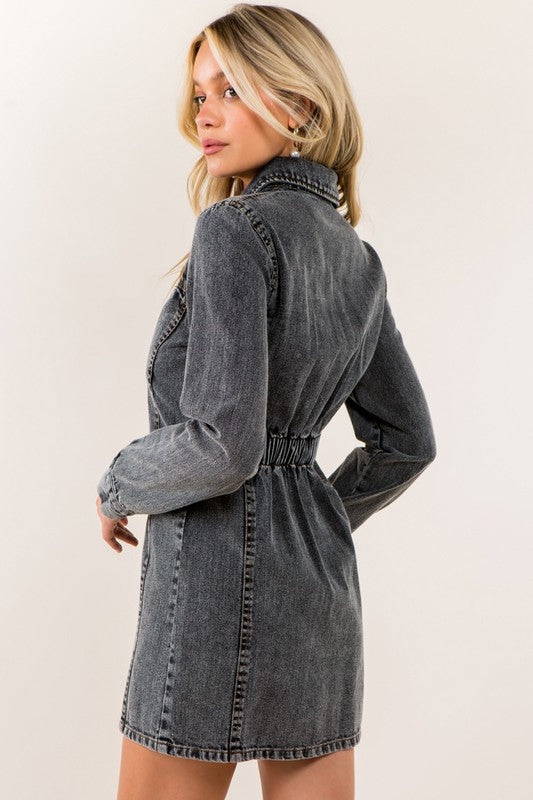 CQ Denim Dress (Black Wash) - ClassyQueen_Boutique