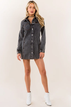 CQ Denim Dress (Black Wash) - ClassyQueen_Boutique