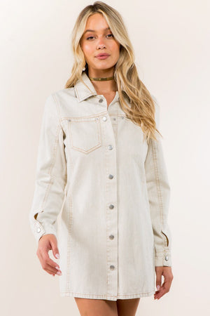 CQ Denim Dress (Beige) - ClassyQueen_Boutique
